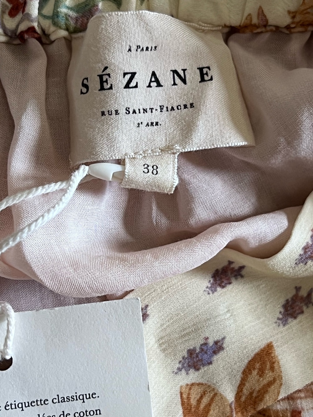NWT Sezane Tammie Floral Tiered A-Line Midi Skirt in Peach and Cream - Picture 2 of 7